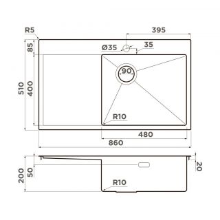 Кухонная мойка Omoikiri Akisame 86-IN-R Side